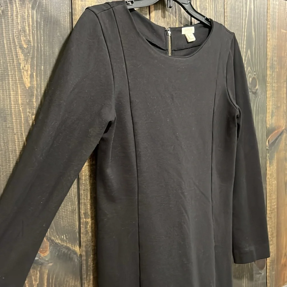 J. Crew Little Black Dress XS Long Sleeves Ponte Stretch Zipper Back LBD Neutral